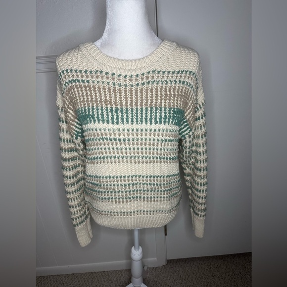 Umgee Sweaters - Umgee Cream and Green Striped Sweater size S